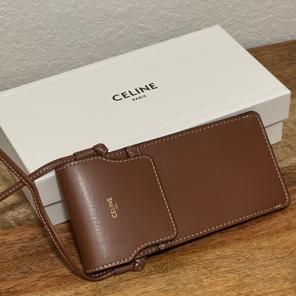 Celine Brown Leather Sunglass Holder / Crossbody - Picture 1 of 5